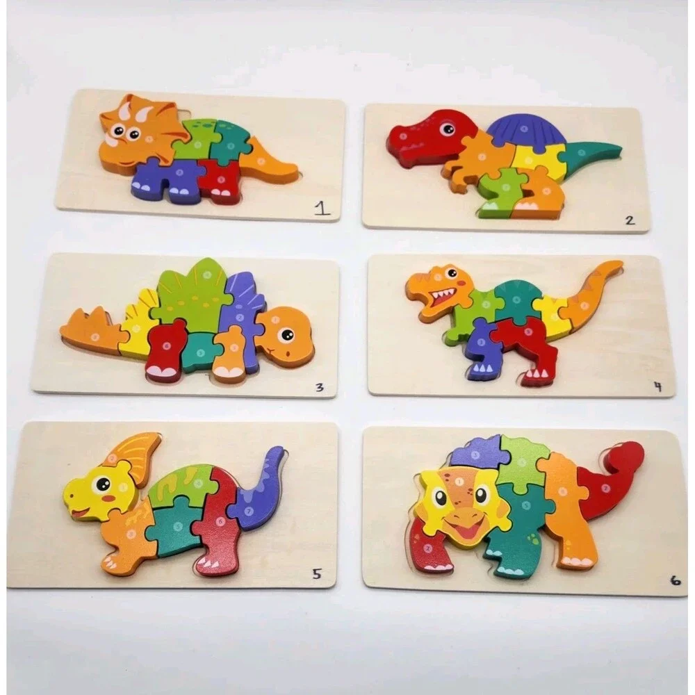 6-Pack Dinosaur Puzzles for Kids Ages 3-5 - Montessori Toys for 2 Year Old - ...